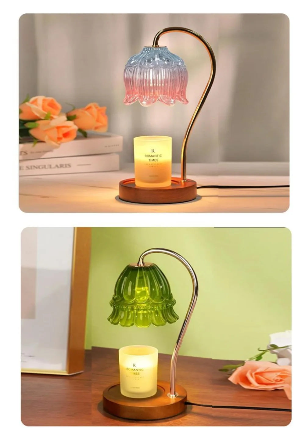 Flower Candle Warmer Lamp with Timer, Dimmable Candle Lamp Warmer, Christmas Birthday Gift, House Warming Decor, For Jar Candles