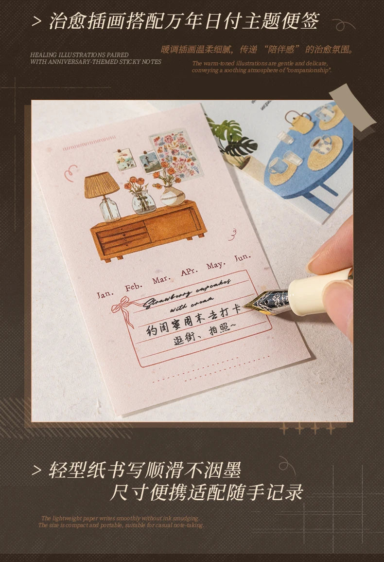 Journal GO 20pcs Time with You Note Pads Creative Warm Journaling Scrapbook Decorative Material Paper Stationery Notes