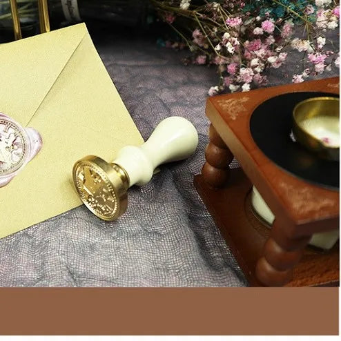 Wax Bead Pot Stick Heater Wax Seal Stamp Set Lacquer Furnace Seal Spoon Handle Stamp Melting Spoon Rubber Wood Melting Heater