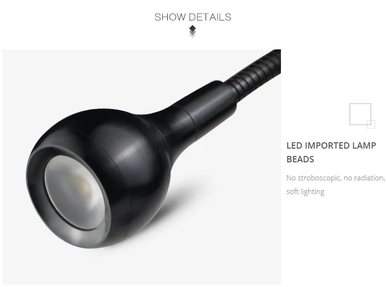 Flexible Table Lamp USB Power Lamp Reading Book Light With Holder Clip Study Reading Lamps Bedside Table Bedroom Decor Nightlamp