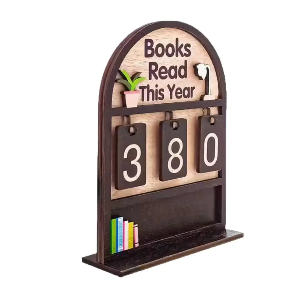 Wooden Book Read This Year Counter Tracker Up To 999 Books Challenge Tracker Retro Bookshelf Classroom Decor Gift for Book Lover