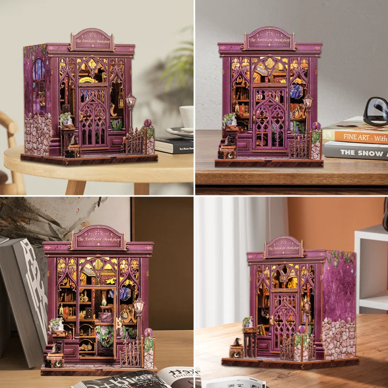 CUTEBEE Book Nook Kit DIY Miniature Model Dollhouse for Adults and Teens Bookshelf Decor 3D Wooden Puzzle Gifts for Family