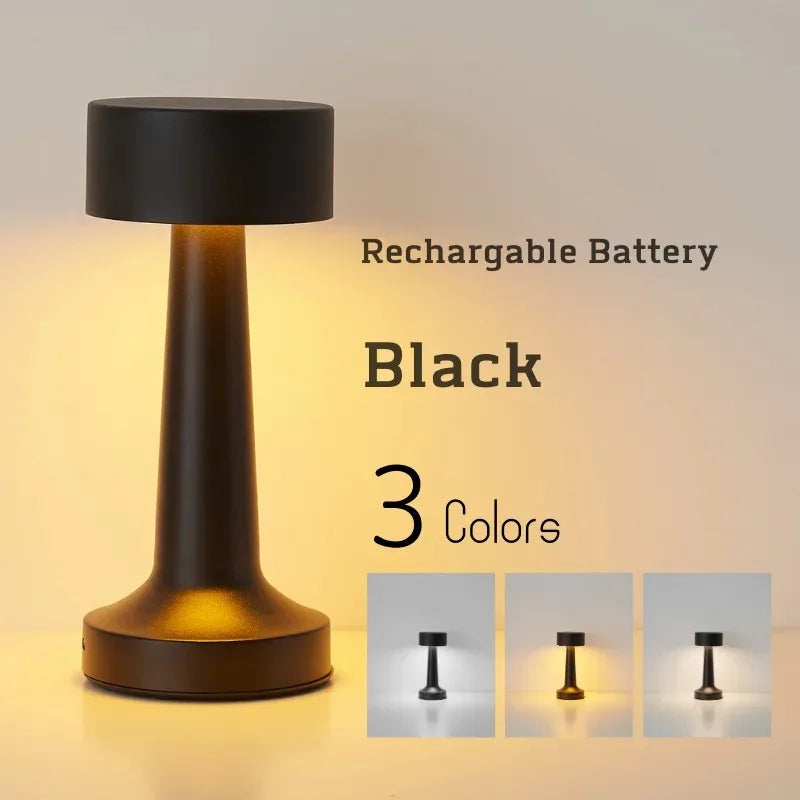 LED Table Lamp Retro Bar Touch Dimmable 3 Color Rechargeable Dining Desktop Night Light for Vintage Desk Lamp Bar Decoration