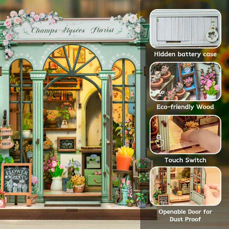 CUTEBEE Book Nook Kit DIY Miniature Model Dollhouse for Adults and Teens Bookshelf Decor 3D Wooden Puzzle Gifts for Family