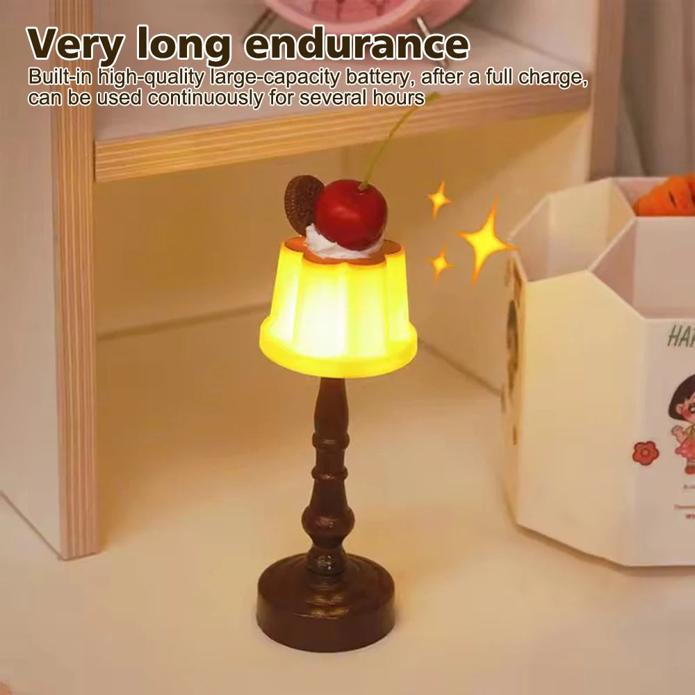 Kawaii Pudding Night Light LED Desk Lamp Battery Powered Desk Bedside Bedroom Bar Room Decor Atmosphere Sleeping Light kid Gifts