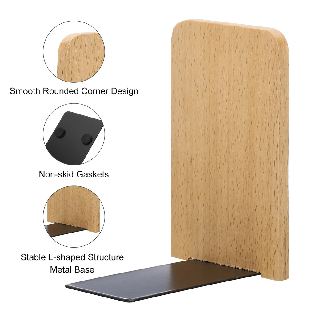 Wood & Metal Desktop Bookends (Set of 2)