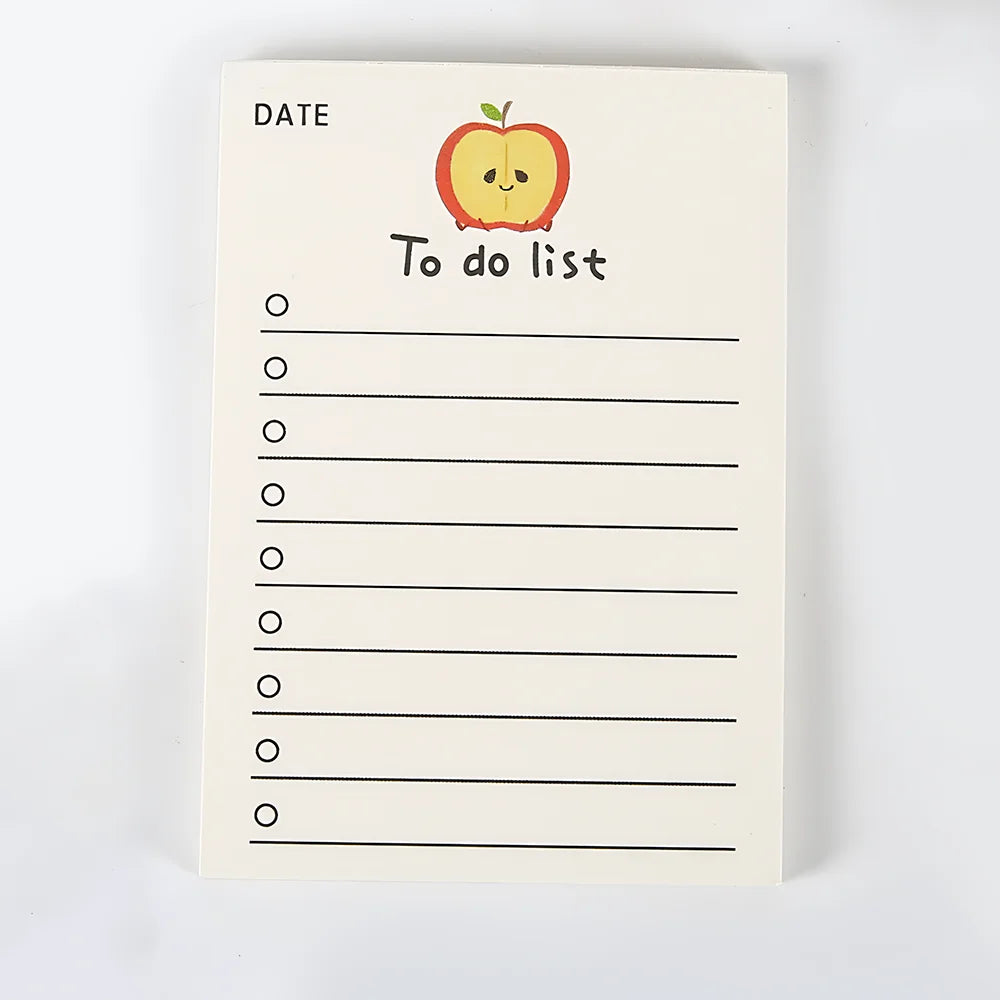 Korean Bear Fruit Non-sticky Notes Lined Memo Pads Cute Check to Do List Shopping Daily Weekly Planner Notepad Stationery Agenda