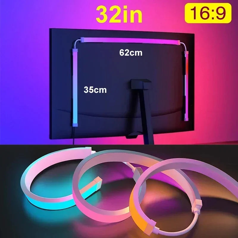 LED Sync RGB LED Strip Lights for 24-34 Inch Monitor USB-Powered Backlight Pickup Atmosphere Lights for Gaming Room Desk Decor