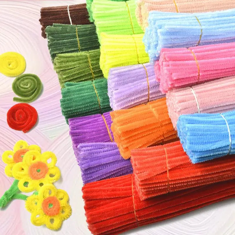 100pcs Colorful Chenille Stems – Soft Pipe Cleaners for DIY Crafts | 30cm Twist Plush Wire Sticks for Kids & Creative Hobbies