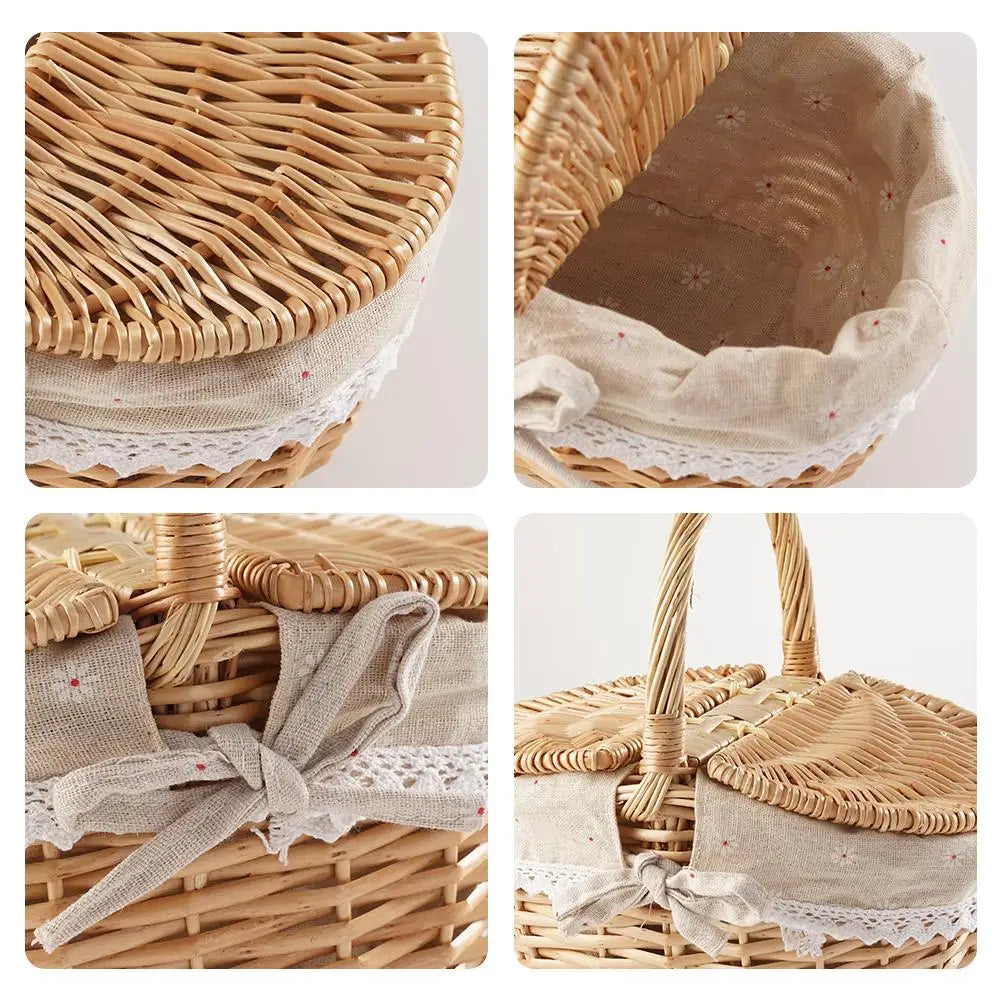 Oval Wicker Picnic Basket with Lid