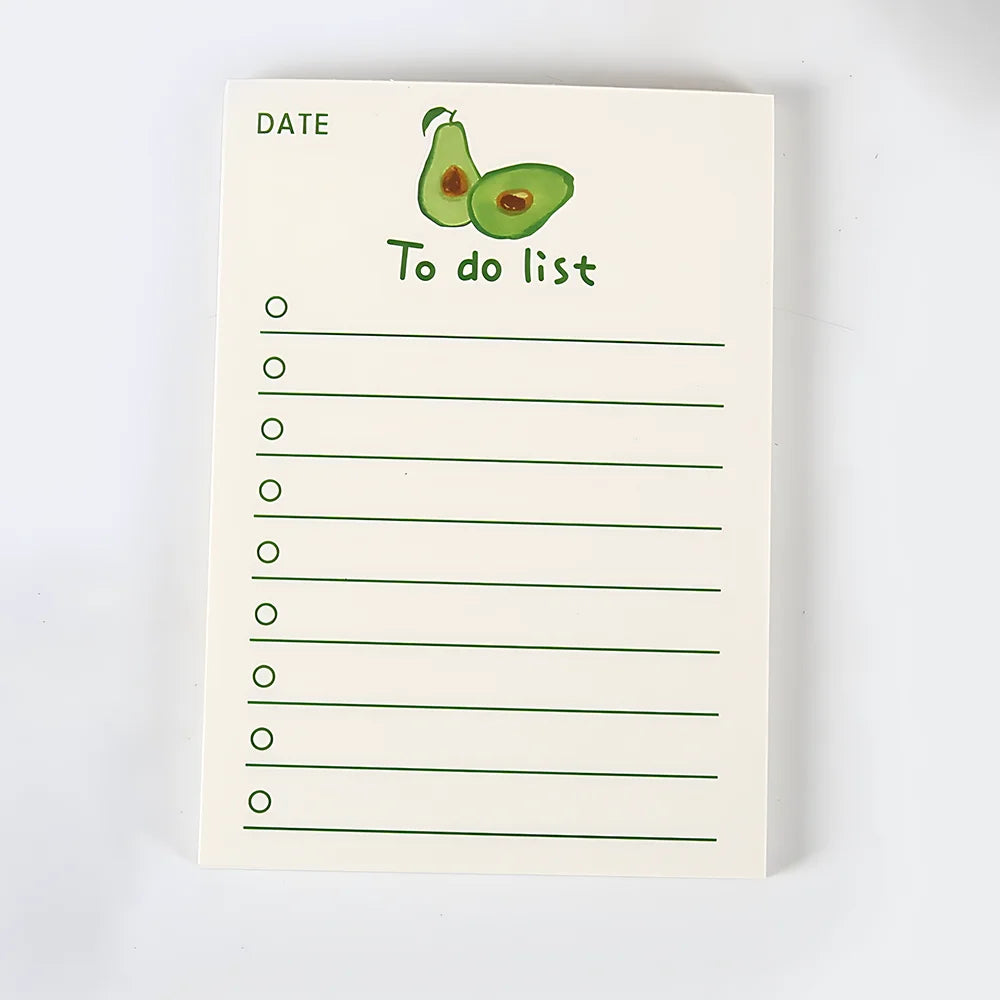 Korean Bear Fruit Non-sticky Notes Lined Memo Pads Cute Check to Do List Shopping Daily Weekly Planner Notepad Stationery Agenda