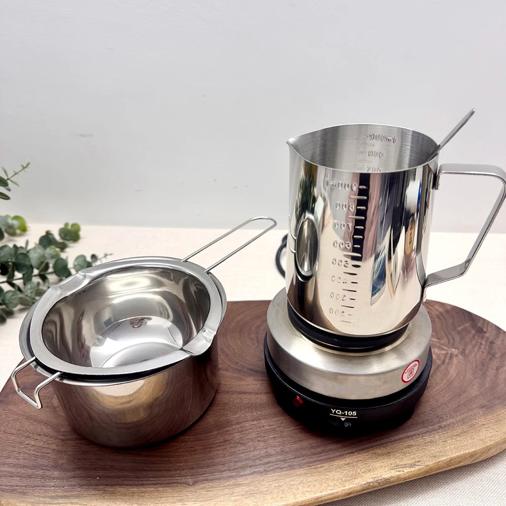 DIY Scented Candle Making Materials Tool Set, Wax Wick Pure Cotton Scented Candle Mold Wax Pot with Wax Melting Hot Plate