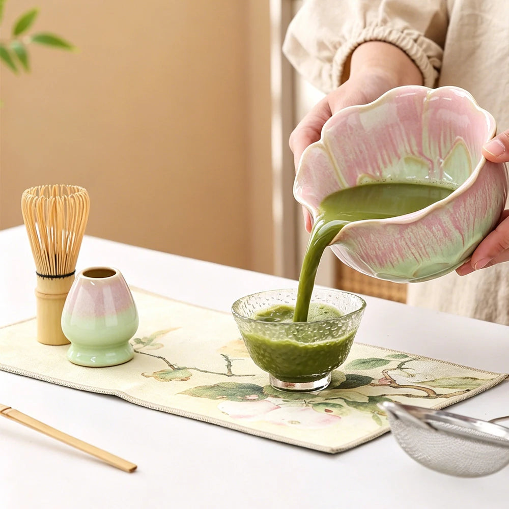 6-Piece Flower-Shaped Japanese Matcha Tea Set