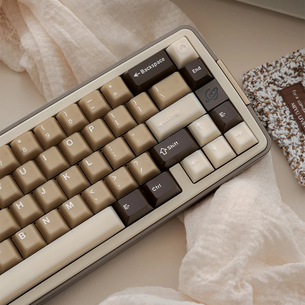 164 Keys Latte Coffee Keycaps Retro Brown Translucent keycaps Cherry Profile Double Shot PBT PC keycap For Mechanical Keyboard
