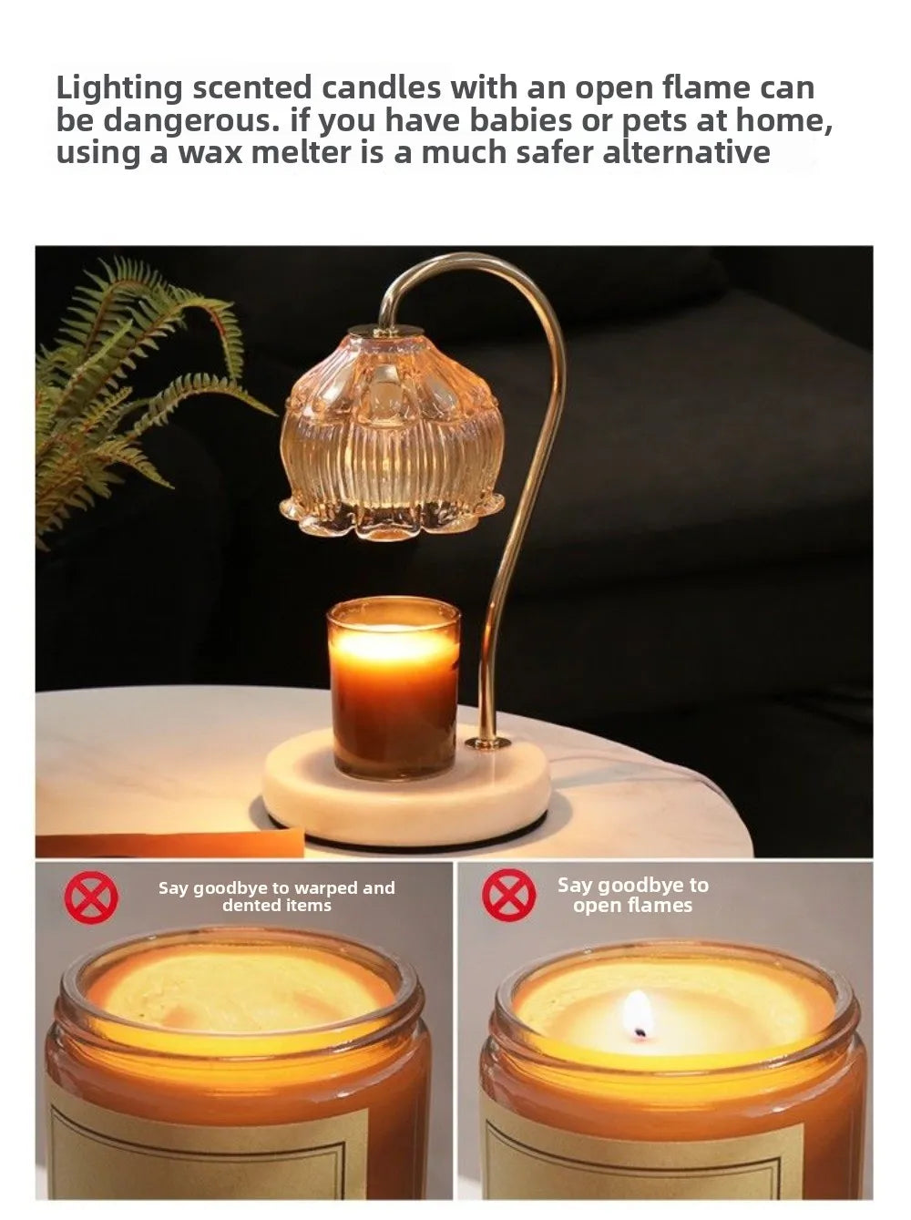 Flower Candle Warmer Lamp with Timer, Dimmable Candle Lamp Warmer, Christmas Birthday Gift, House Warming Decor, For Jar Candles