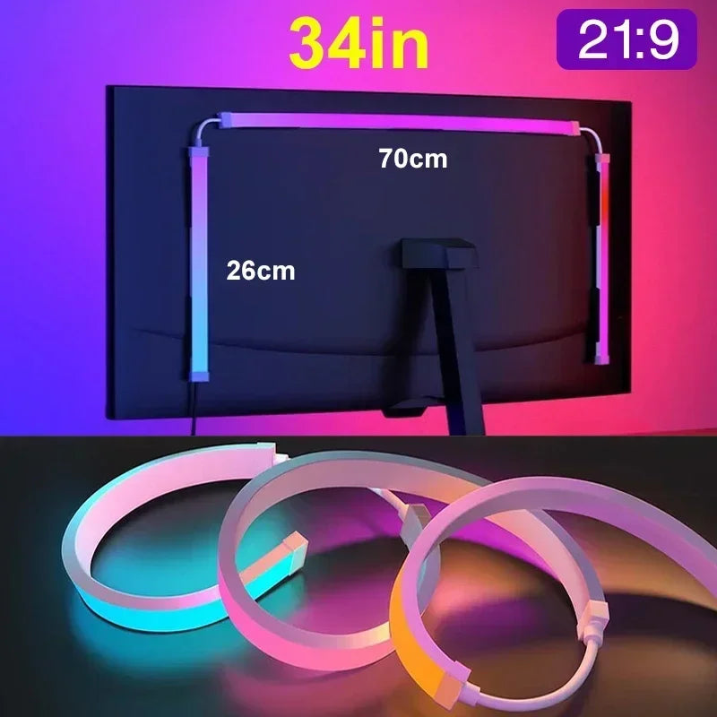 LED Sync RGB LED Strip Lights for 24-34 Inch Monitor USB-Powered Backlight Pickup Atmosphere Lights for Gaming Room Desk Decor