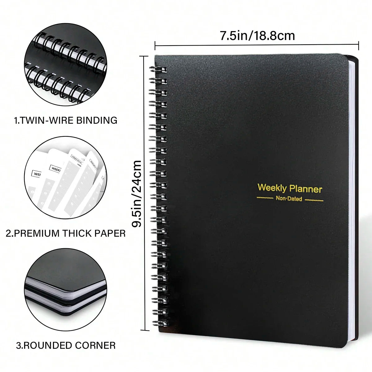 52 Weeks Weekly Planner Notebook A5 Undated Spiral Agenda Daily Student Schedules Journal Stationery Office School Supplies