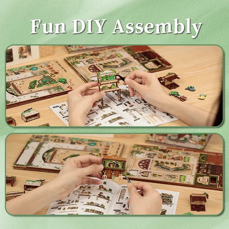 CUTEBEE Book Nook Kit DIY Miniature Model Dollhouse for Adults and Teens Bookshelf Decor 3D Wooden Puzzle Gifts for Family