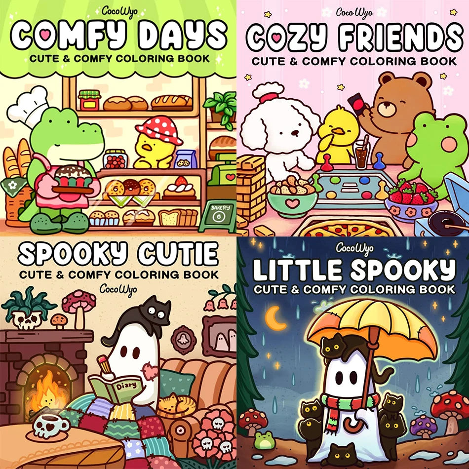 Cozy Friends Halloween Coloring Book for Adults & Teens