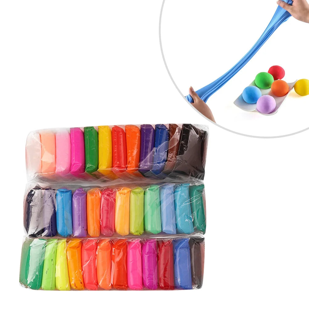 36 Colors Non-Toxic Air Dry Modeling Clay Craft Set – Vibrant Crystal Colorful Moulding Dough DIY Toy Plasticine Ki