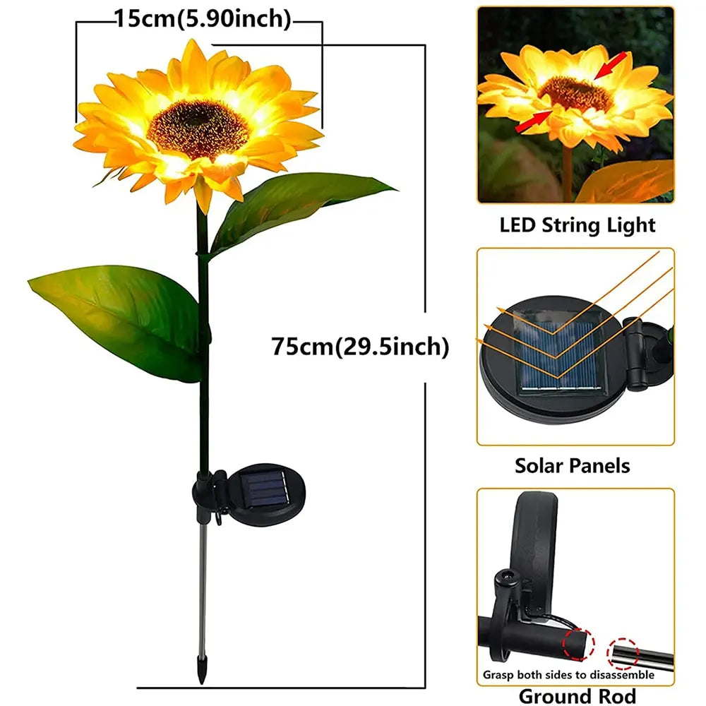 LED Solar Sunflower Outdoor Lawn Light – IP65 Waterproof Pathway,Yard & Garden Decoration Solar Flowers Lamp