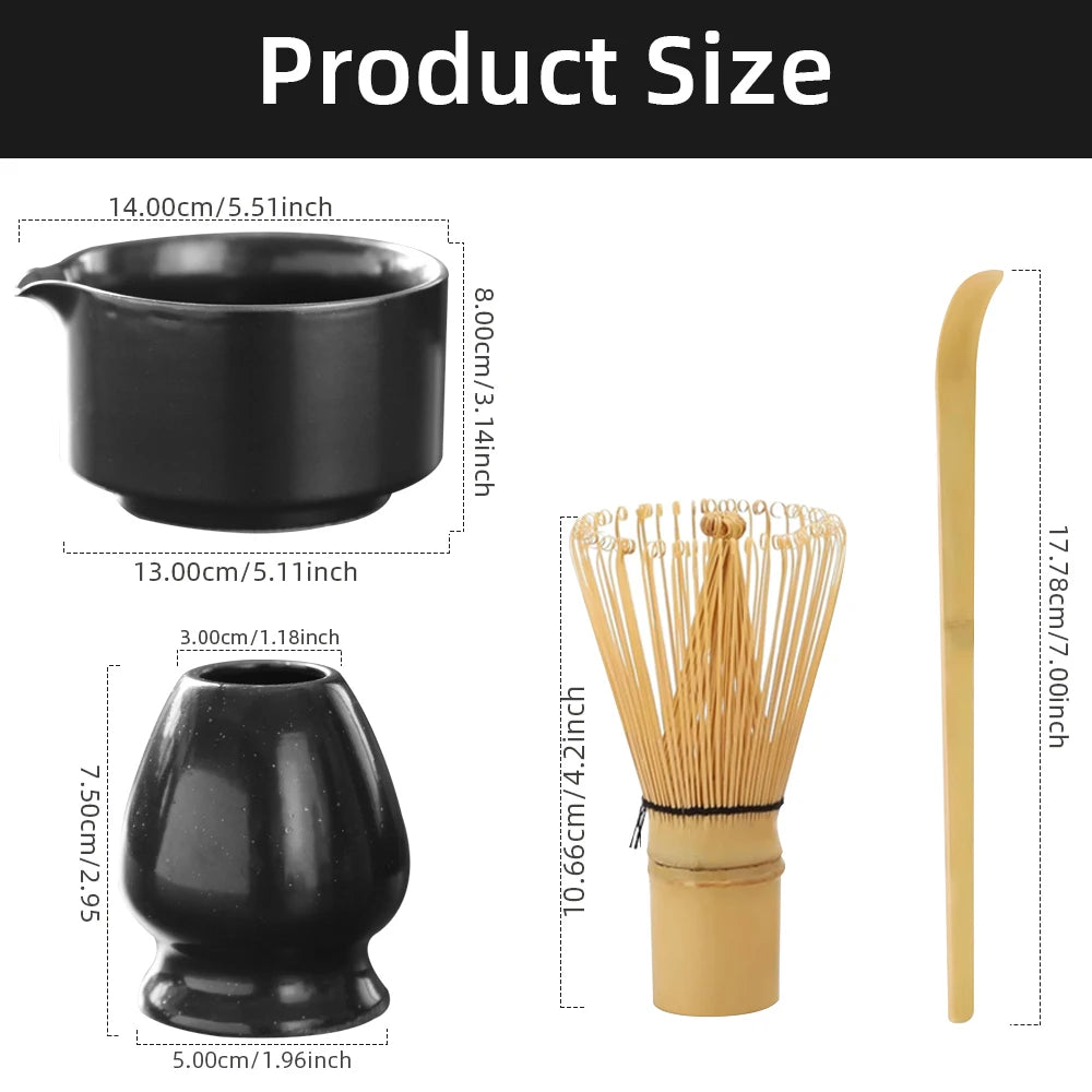 4-Piece Japanese Matcha Tea Set with Bamboo Whisk