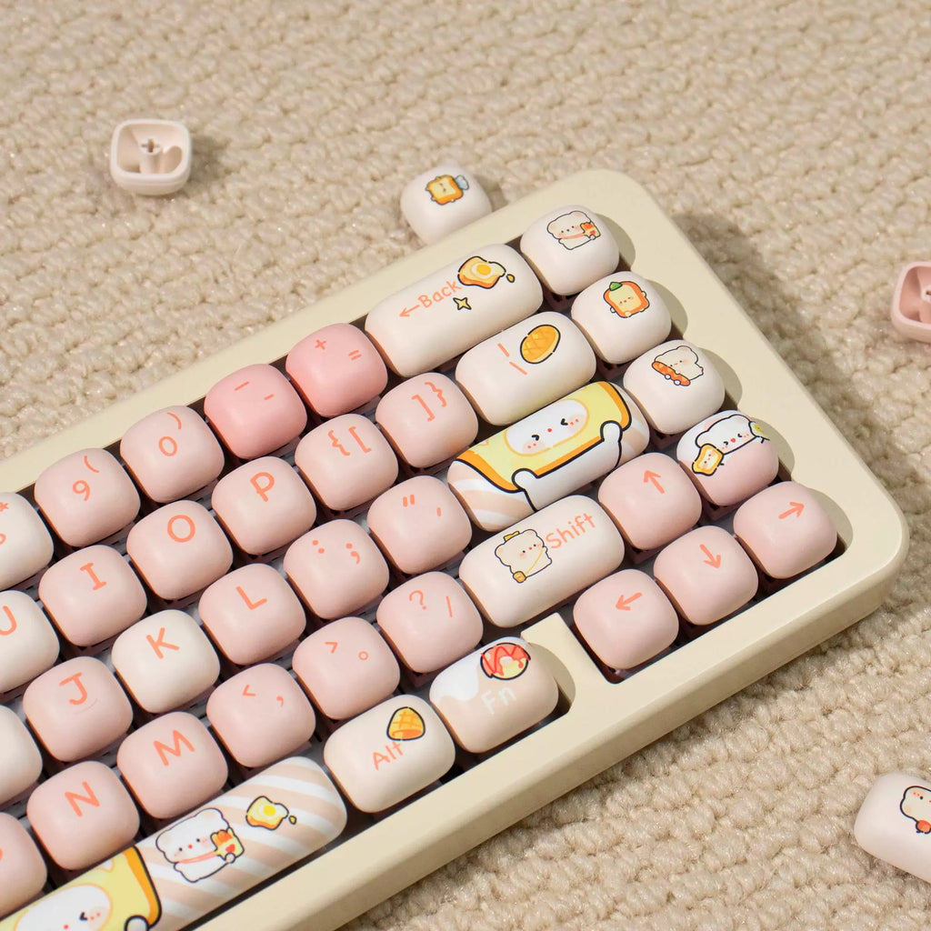 140 Keys Cute Keycaps Cat MOG Keycaps PBT Pink Keys Gift for Girl Cute New Square Thermal Sublimation Mechanical Keyboard 6.25U