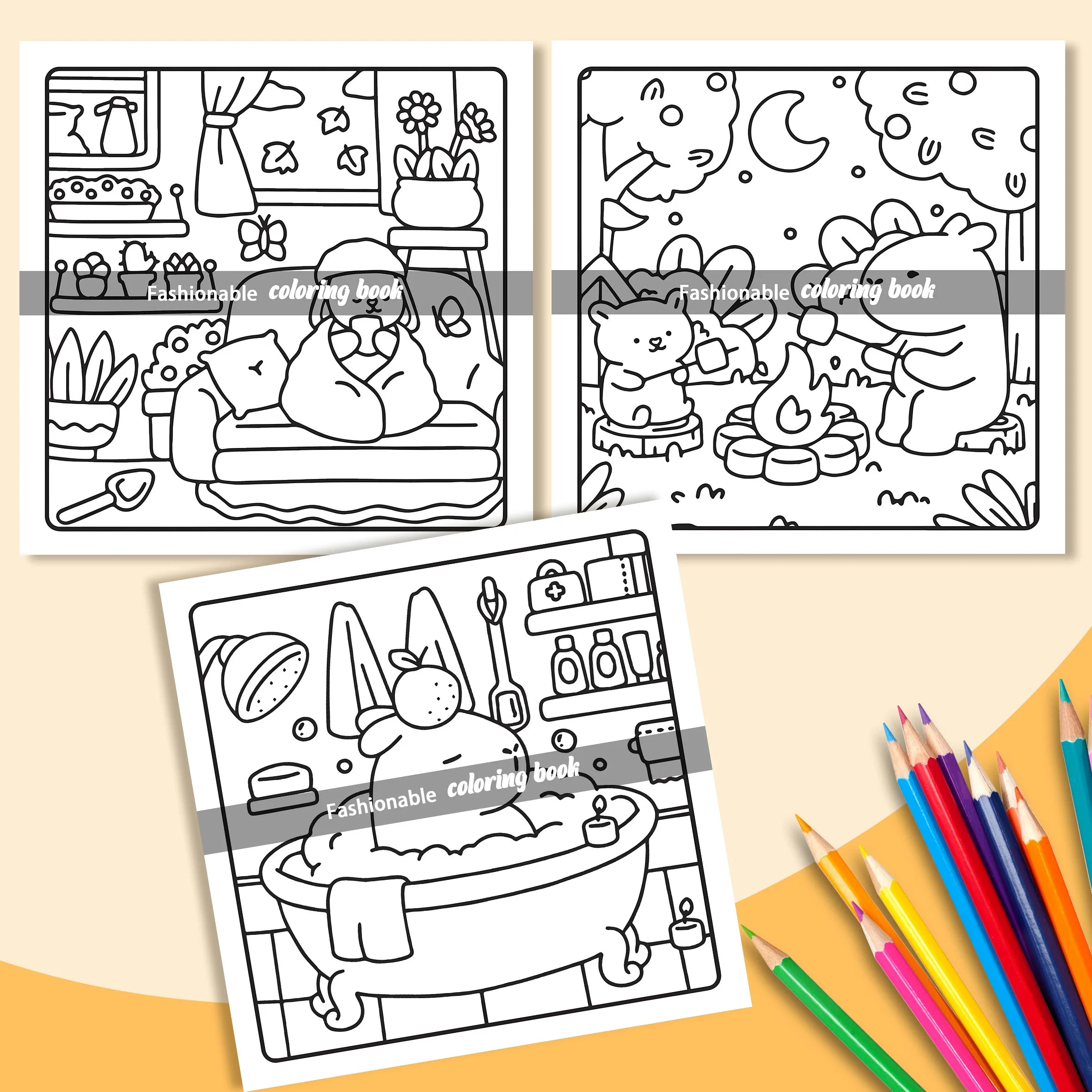 MY FUZZY BUDDIES: Coloring Book for Adults Featuring Cute Cozy Daily Activities for Relaxation (Cozy Spaces Coloring)