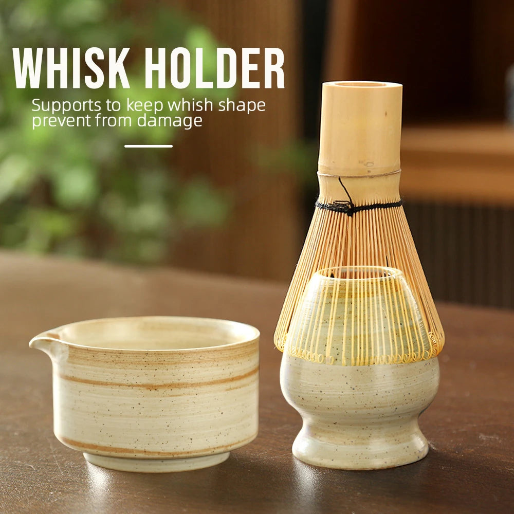 4-Piece Japanese Matcha Tea Set with Bamboo Whisk