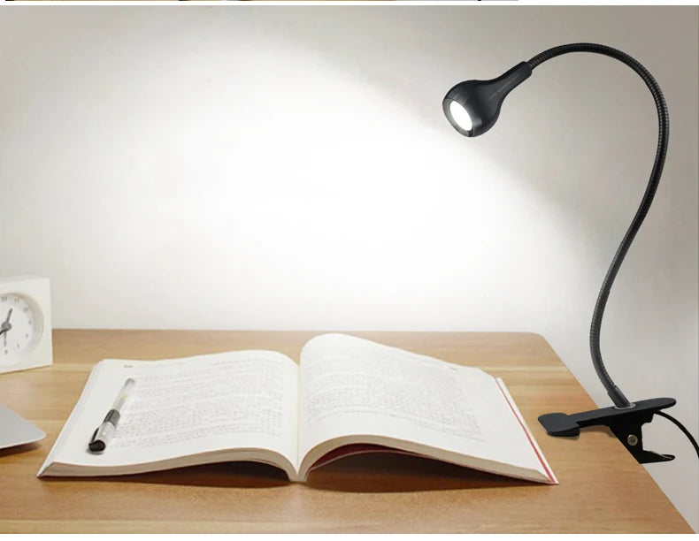 Flexible Table Lamp USB Power Lamp Reading Book Light With Holder Clip Study Reading Lamps Bedside Table Bedroom Decor Nightlamp