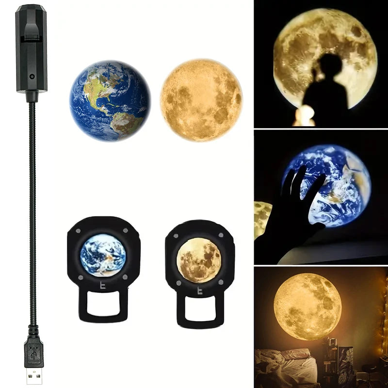 USB Moon & Earth Projection Night Light