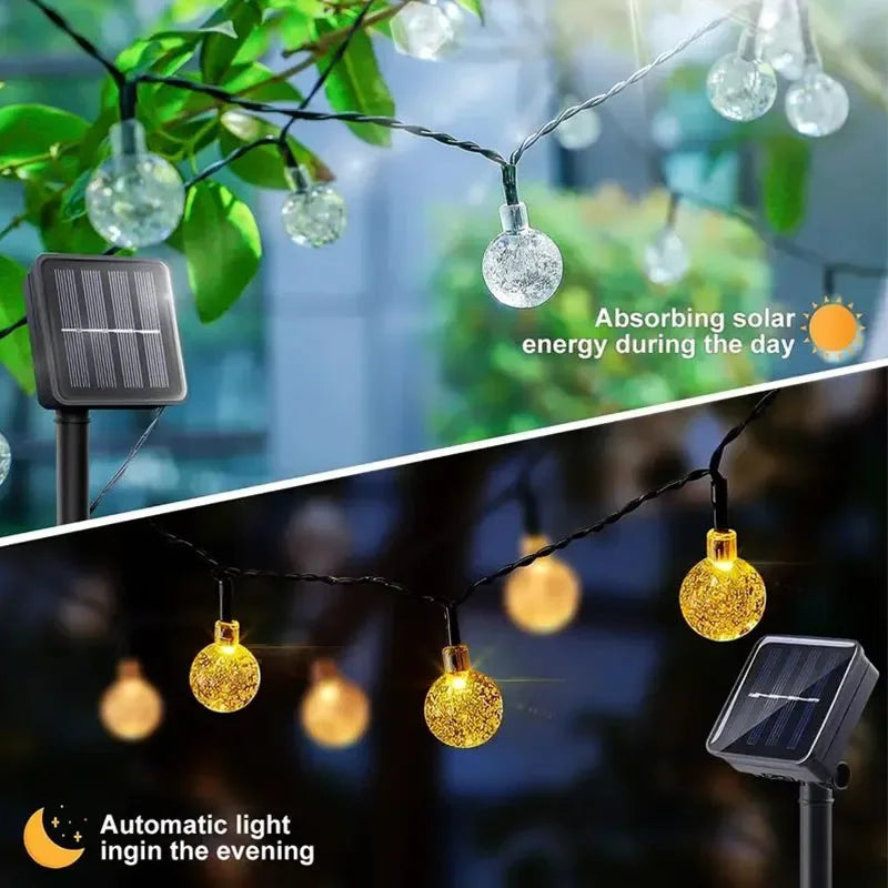 Solar String Lights 100 LED Crystal Globe – Solar Lights Outdoor IP65 Waterproof with 8 Modes for Garden, Tree, Patio &amp; Party Decor