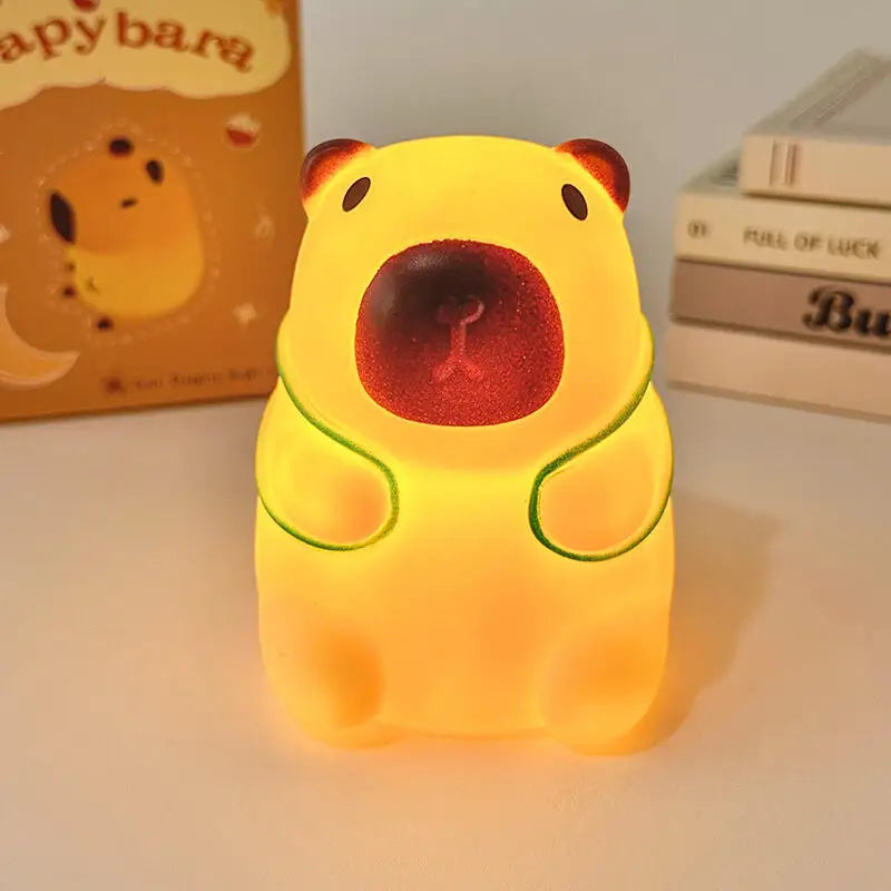 Mini Cartoon Vinyl Capybara Night Light Kapibala Animal Bedside Lamp Battery Powered Christmas Gift for Kids Girls Boys Women
