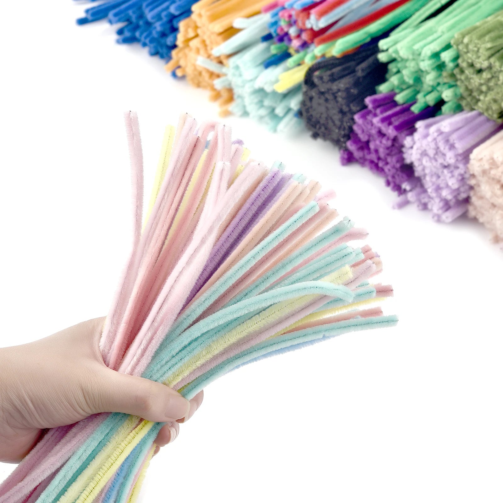 100pcs Colorful Chenille Stems – Soft Pipe Cleaners for DIY Crafts | 30cm Twist Plush Wire Sticks for Kids & Creative Hobbies
