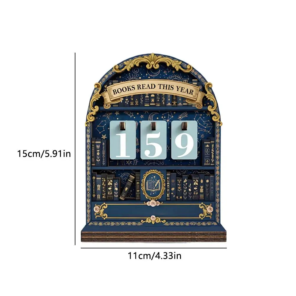 Wooden Book Read This Year Counter Tracker Up To 999 Books Challenge Tracker Retro Bookshelf Classroom Decor Gift for Book Lover