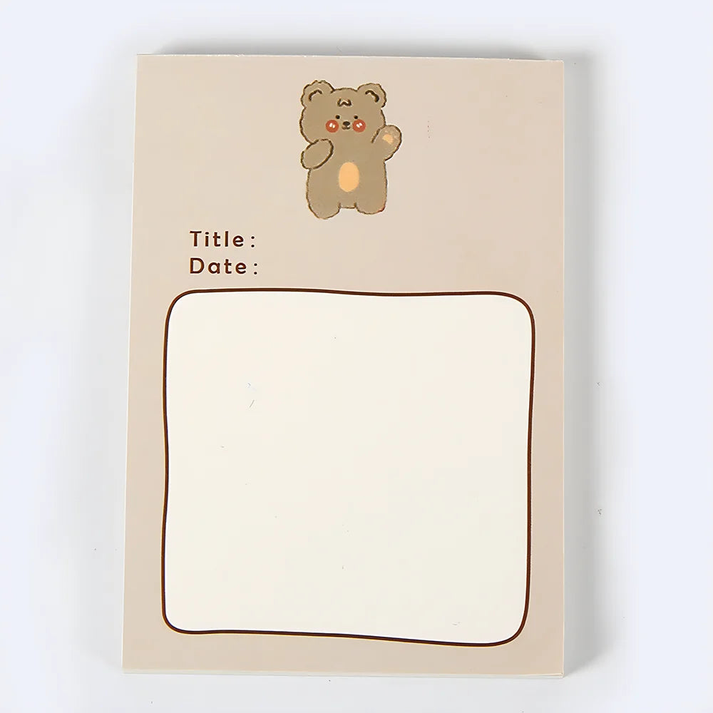 Korean Bear Fruit Non-sticky Notes Lined Memo Pads Cute Check to Do List Shopping Daily Weekly Planner Notepad Stationery Agenda