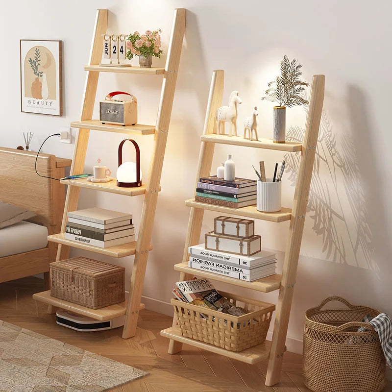 Solid Wood Ladder Shelf Storage Rack