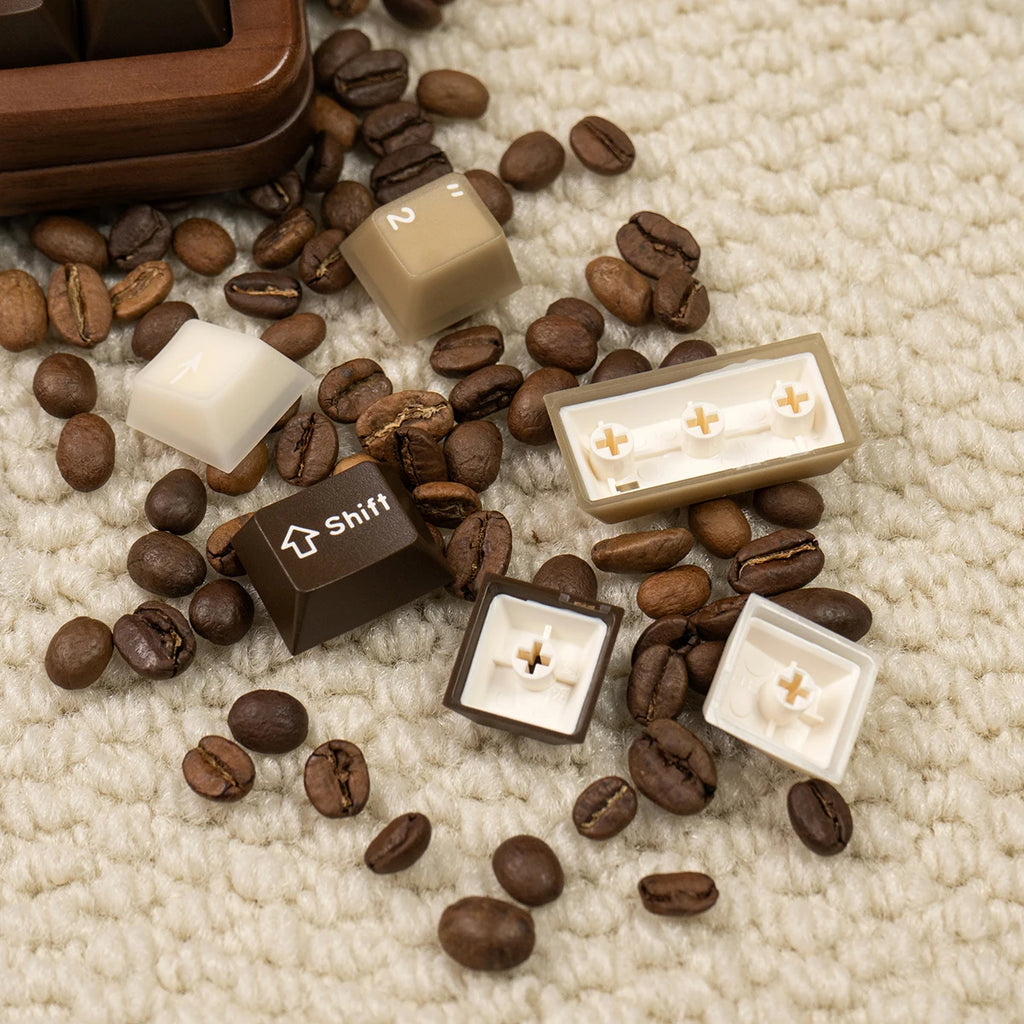 164 Keys Latte Coffee Keycaps Retro Brown Translucent keycaps Cherry Profile Double Shot PBT PC keycap For Mechanical Keyboard