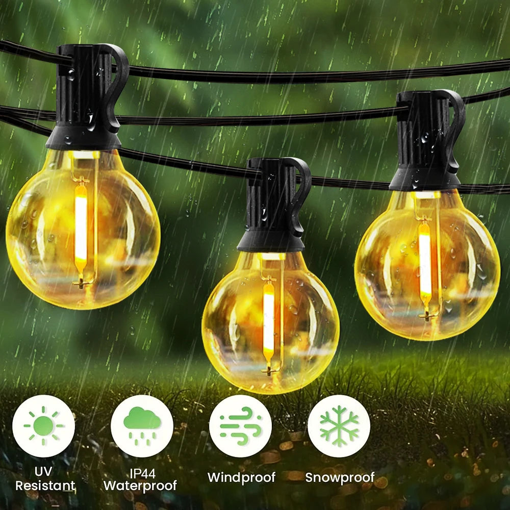 Solar G40 Outdoor String Lights with Remote Controls – LED Shatterproof Globe Bulb IP65 Waterproof Patio Light for Garden Decor