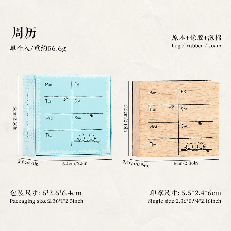 Memo Cat Box Wooden Hand Account Seal Retro Cat Schedule Plan Beech Wood Seal Daily Memo Seal School Supplies Assorted Stamp
