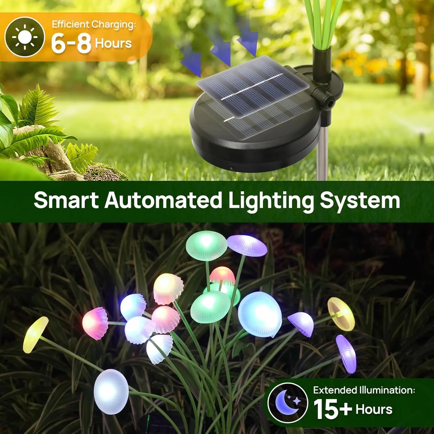 Solar Garden Lights Dual Mode LED – Solar Mushroom Lights Waterproof Jellyfish Decor for Yard, Patio & Pathway Ambiance