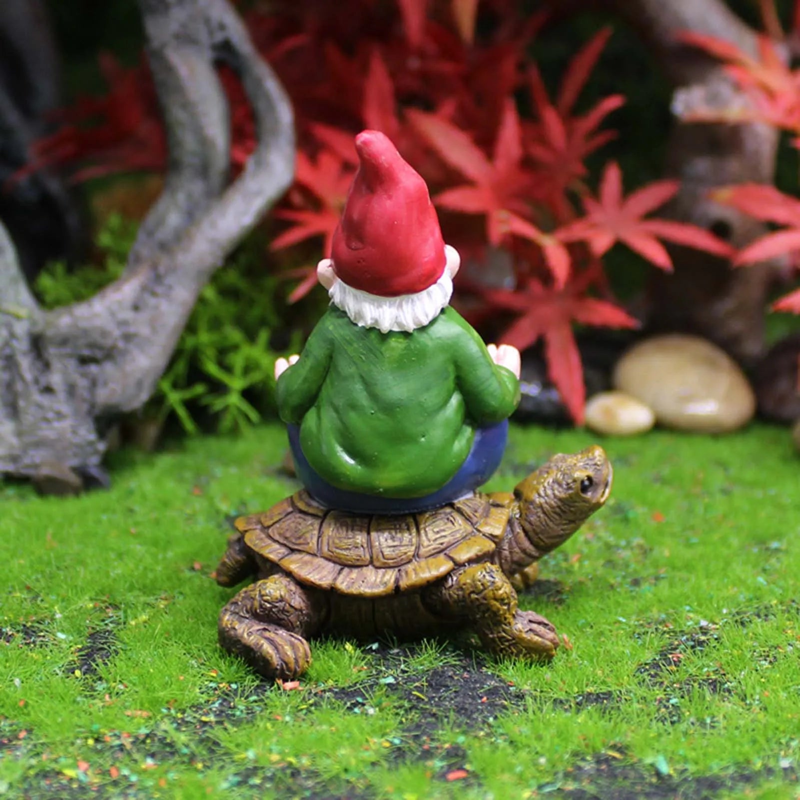Creative Garden Gnome Statue Decorations – Hand Painted Lawn Decoration Riding Turtle for Landscape, Home, Courtyard &amp; Garden Decor