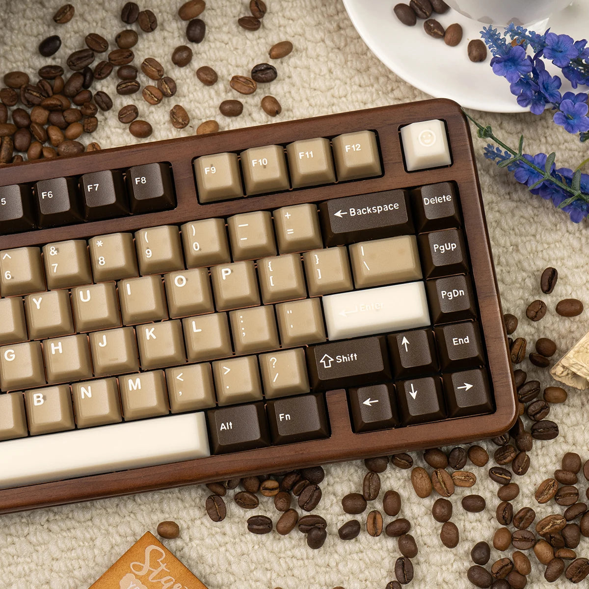 164 Keys Latte Coffee Keycaps Retro Brown Translucent keycaps Cherry Profile Double Shot PBT PC keycap For Mechanical Keyboard