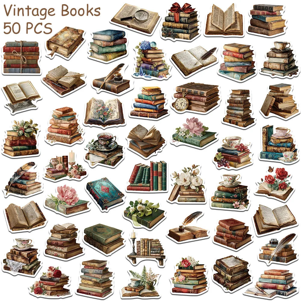 Vintage Book Sticker Decals