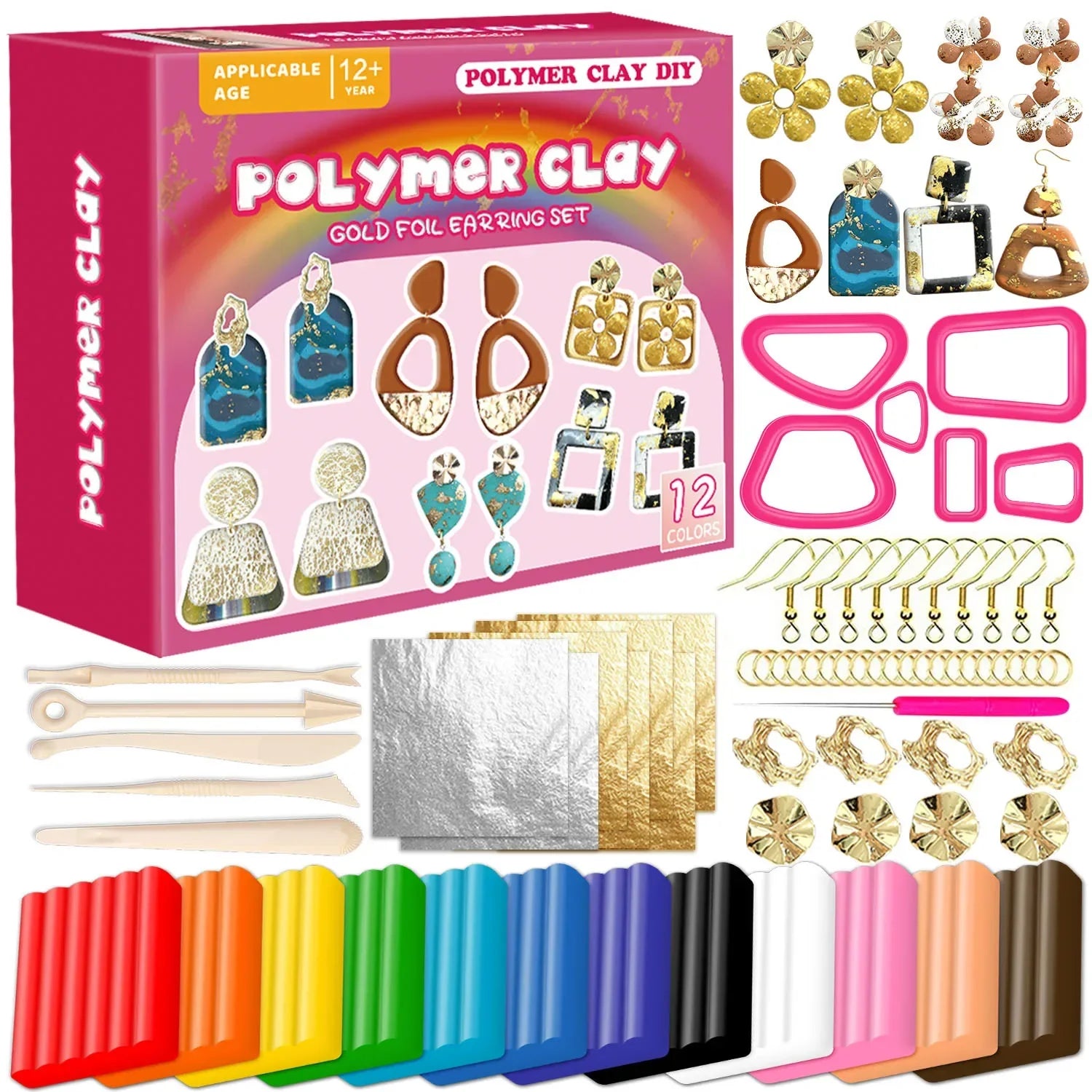 DIY Polymer Clay Jewelry Earring Making Kit – Modeling Clay with Sculpting Tools, Oven-Bake or Air-Dry Art Craft for Teens &amp; Adults
