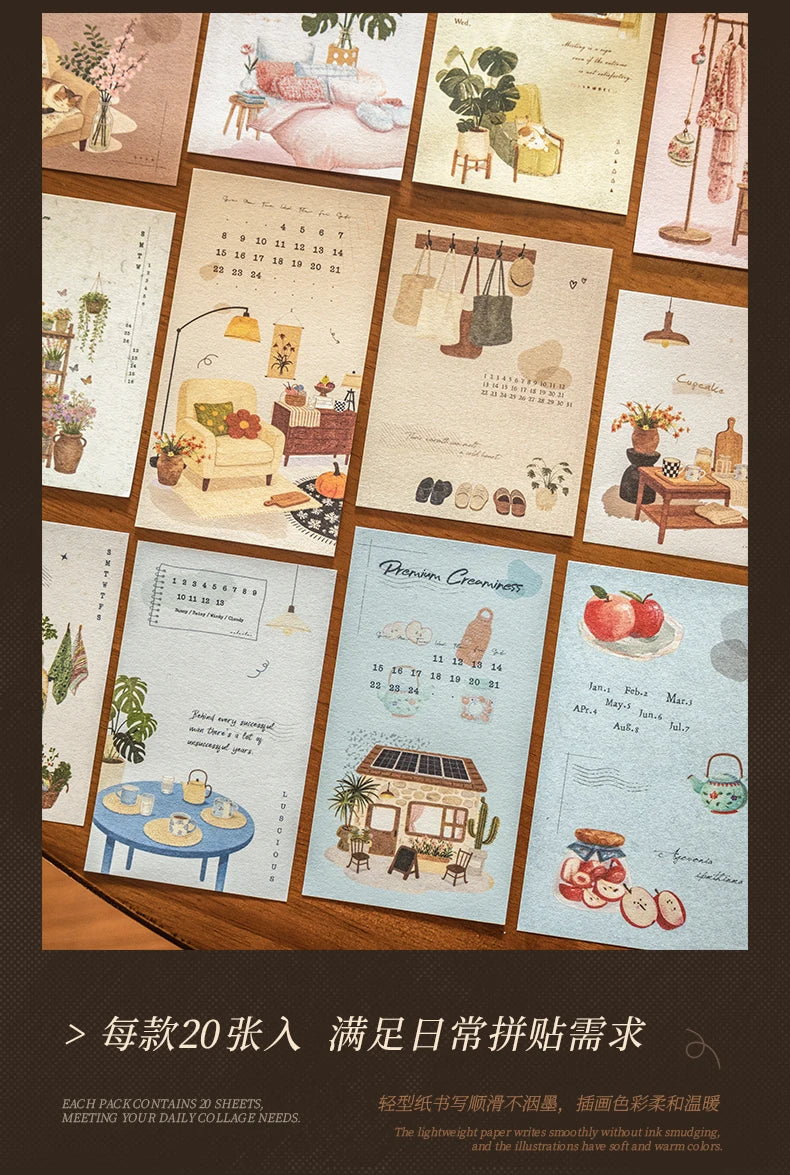 Journal GO 20pcs Time with You Note Pads Creative Warm Journaling Scrapbook Decorative Material Paper Stationery Notes