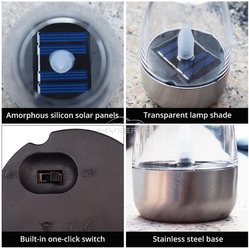 LED Solar Candles Light – Flameless Rechargeable Night Lights for Garden Decor, Outdoor Wedding, Party &amp; Waterproof Atmosphere Lamp