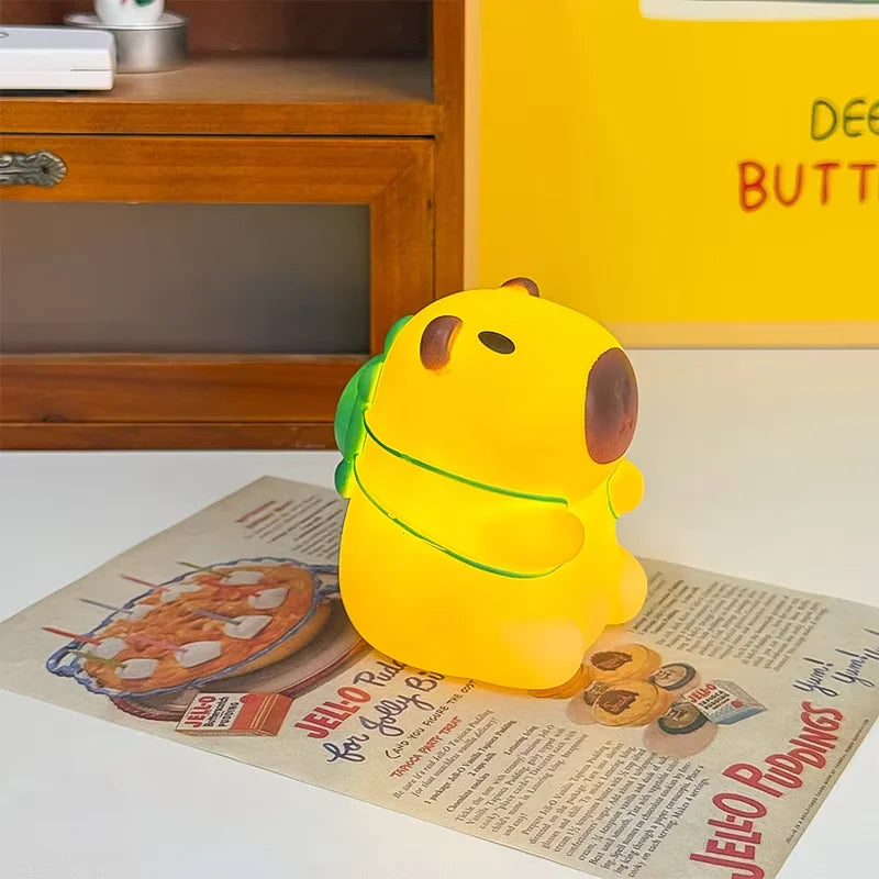 Mini Cartoon Vinyl Capybara Night Light Kapibala Animal Bedside Lamp Battery Powered Christmas Gift for Kids Girls Boys Women