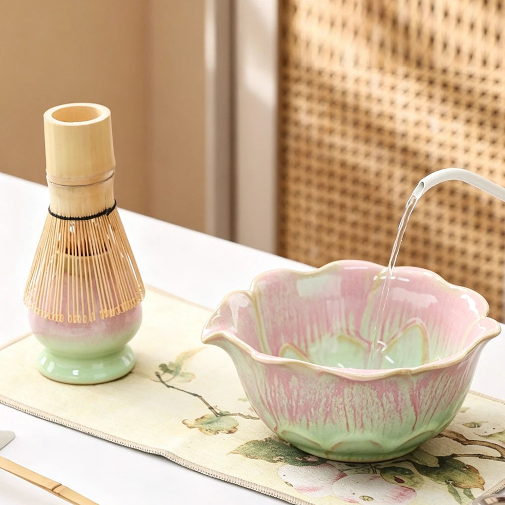 6-Piece Flower-Shaped Japanese Matcha Tea Set
