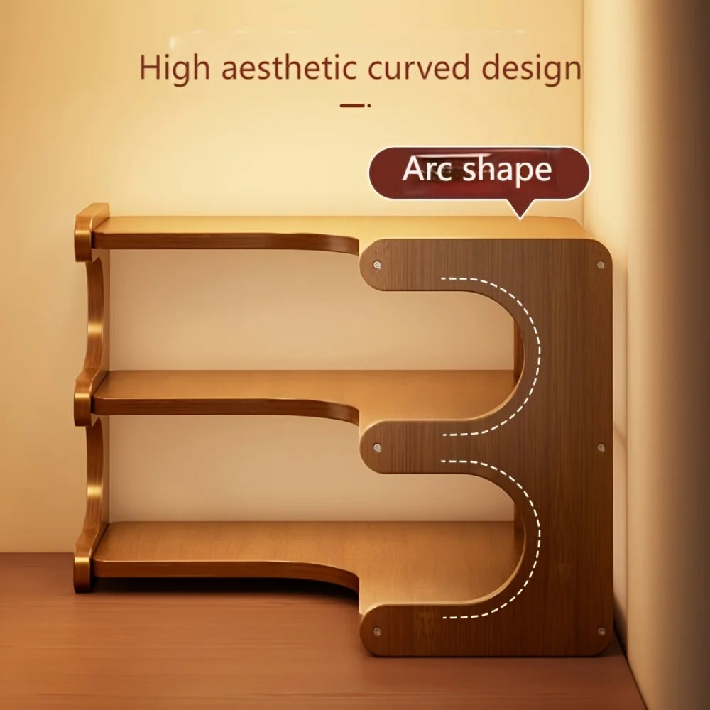 Multi-Tier Bamboo Corner Desk Shelf